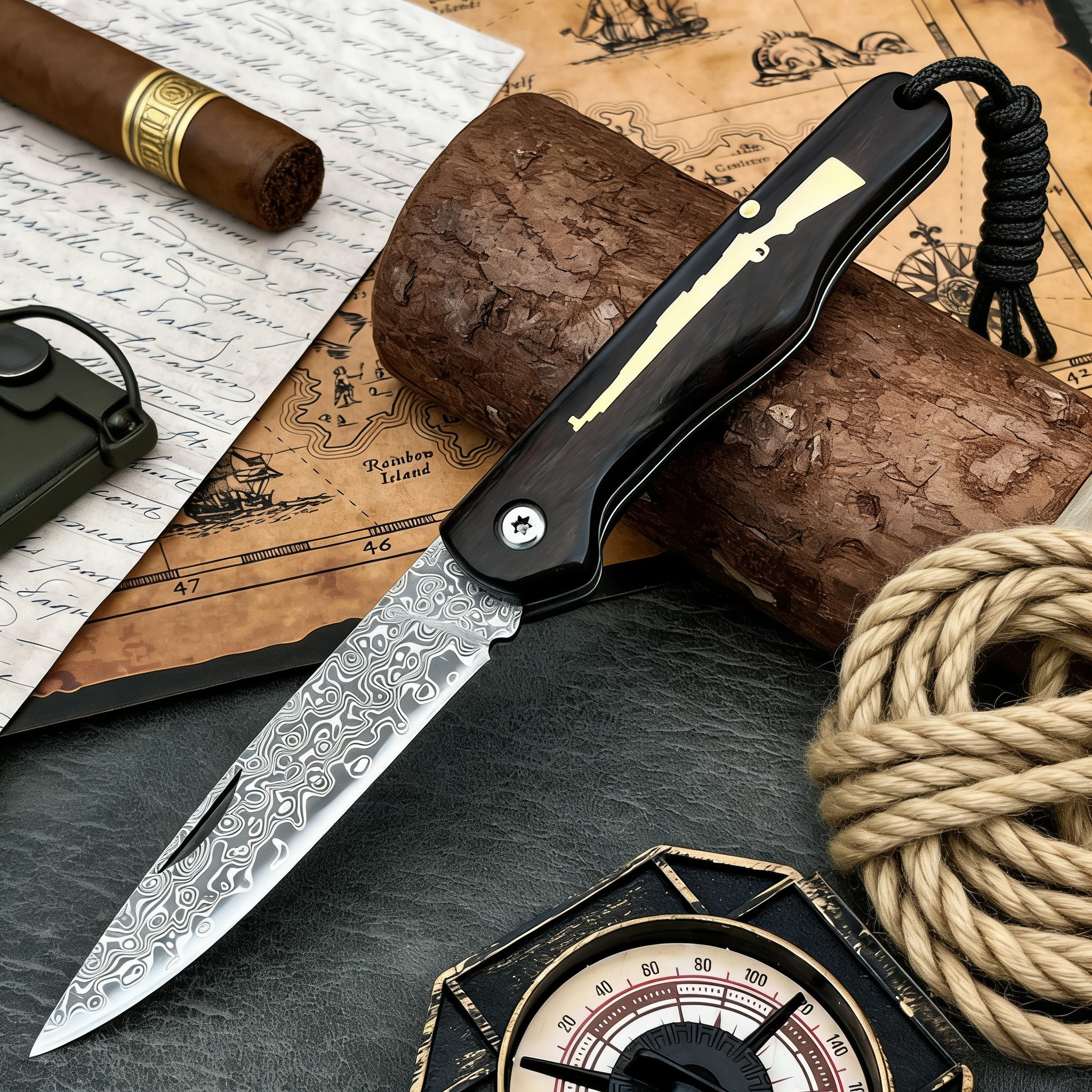 Edc Carry Pocket Knife - Everyday Carry Pocket Knife Damascus Pattern