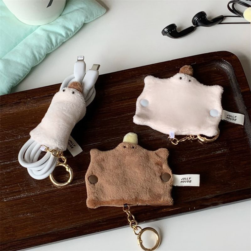 Cable Winder Keychain - Plush Platypus Earphone Cord Winder, Cute