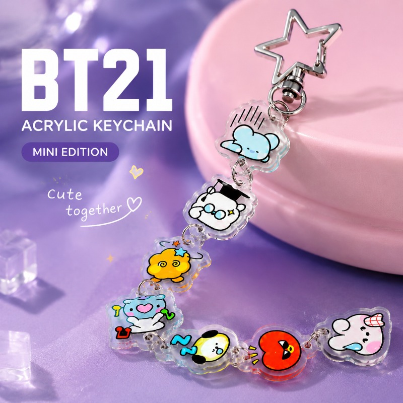 BT21 Cooky RJ Mang Chimmy Tata – обзор и цена Carabiner Keychain